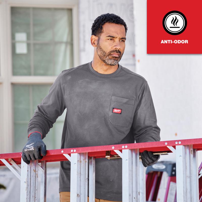 Milwaukee Gridiron M Long Sleeve Men's Round Neck Gray Tee Shirt