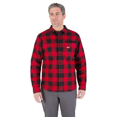 Milwaukee Gridiron L Long Sleeve Men's Collared Red Flannel Shirt