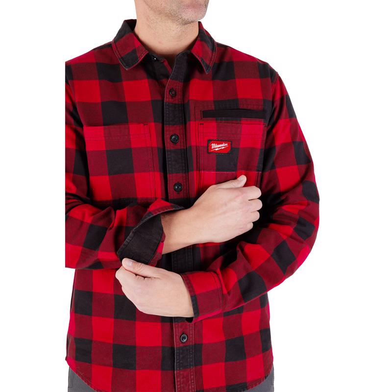 Milwaukee Gridiron L Long Sleeve Men's Collared Red Flannel Shirt