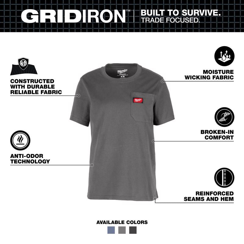 Milwaukee Gridiron M Short Sleeve Women's Round Neck Gray Tee Shirt