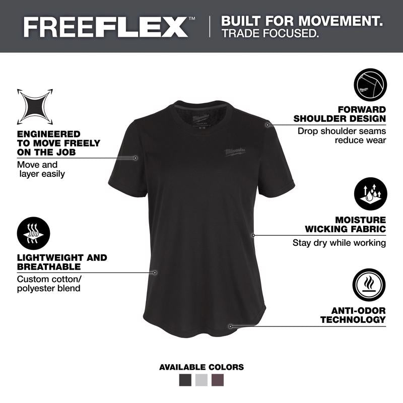 Milwaukee Freeflex M Short Sleeve Women's Round Neck Black Hybird Tee Shirt