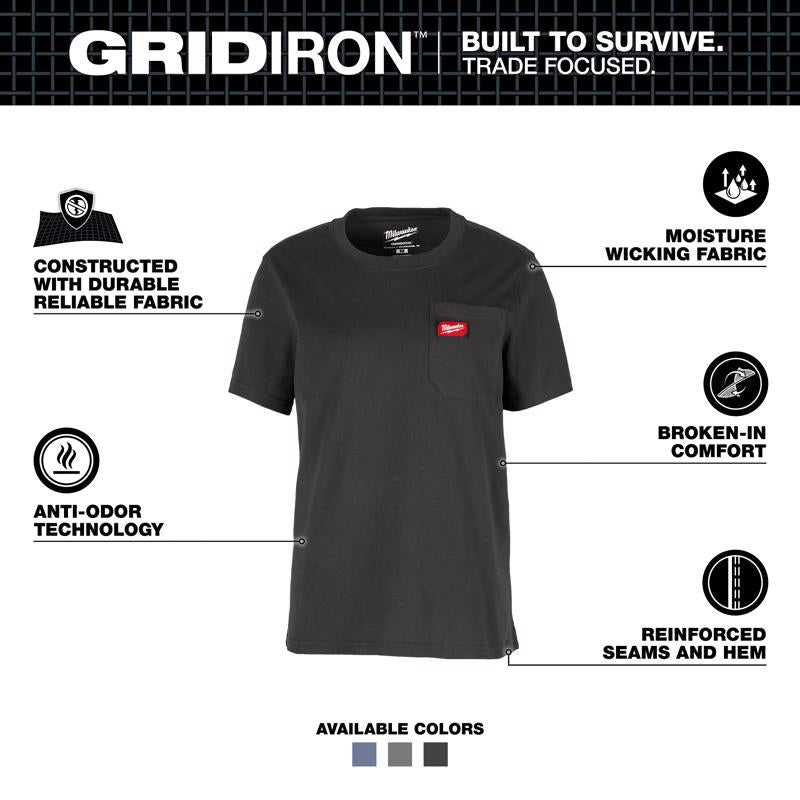 Milwaukee Gridiron S Short Sleeve Women's Round Neck Black Tee Shirt