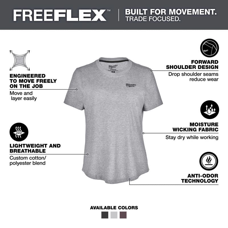 Milwaukee Freeflex S Short Sleeve Women's Round Neck Gray Tee Shirt