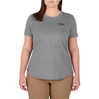 Milwaukee Freeflex L Short Sleeve Women's Round Neck Gray Tee Shirt