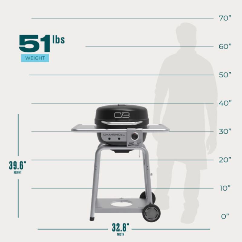 Char-Broil Bistro Pro 1 Burner Charcoal/Liquid Propane Grill Black/Silver
