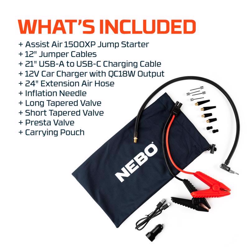 NEBO Assist Air Automatic 12 V 1500 amps Jump Starter and Inflator