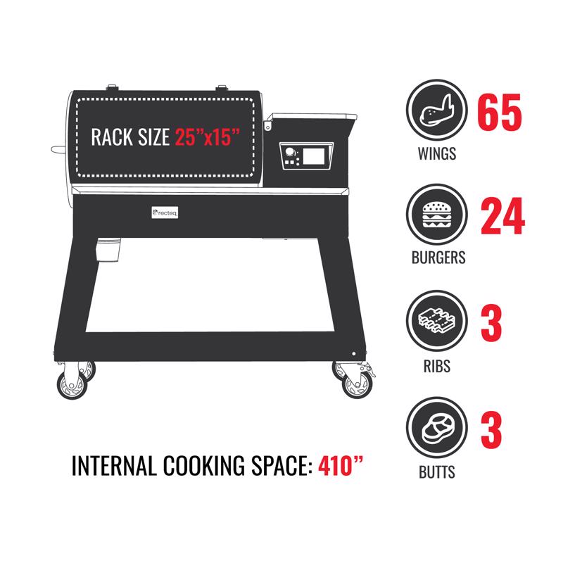 Recteq Patio Legend 400 Wood Pellet WiFi Grill and Smoker Black/Silver