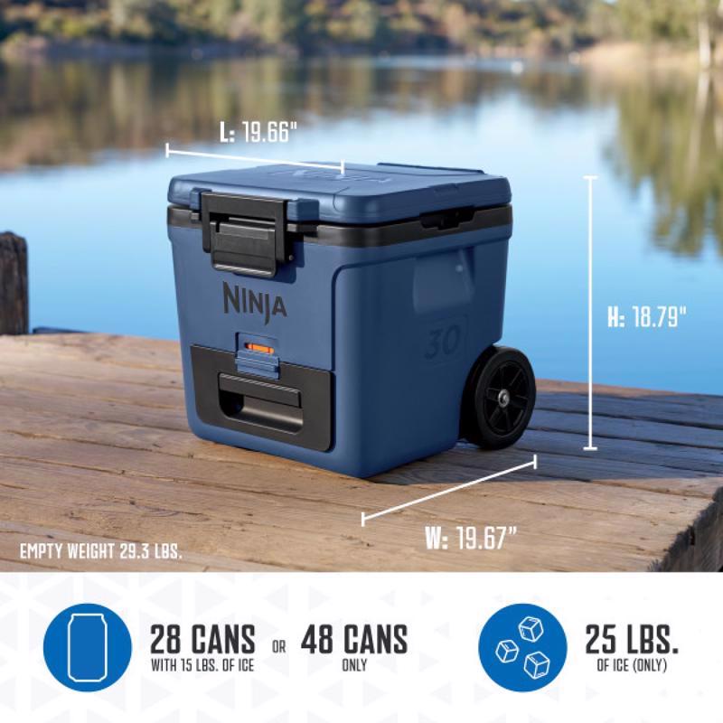 Ninja FrostVault Blue 30 qt. cap. Roller Cooler