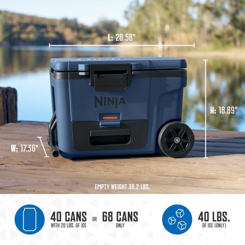 Ninja FrostVault Blue 45 qt. cap. Roller Cooler