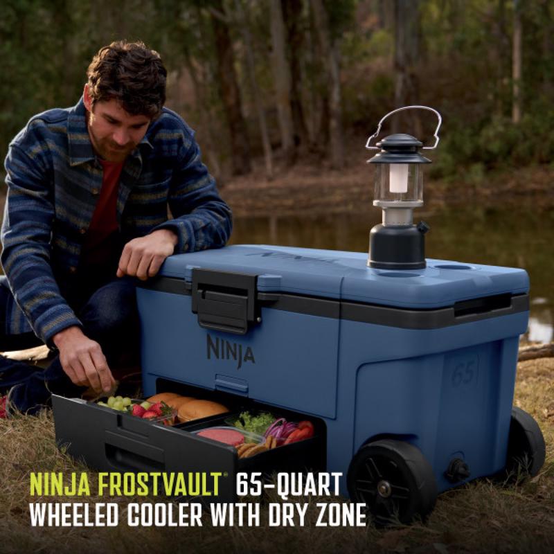 Ninja FrostVault Blue 65 qt. cap. Roller Cooler