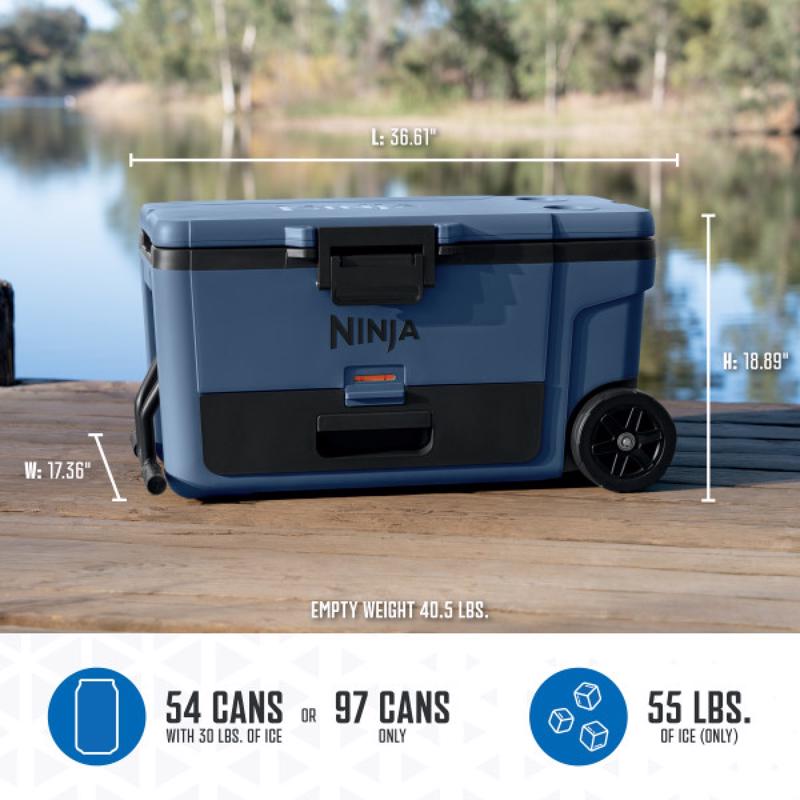 Ninja FrostVault Blue 65 qt. cap. Roller Cooler