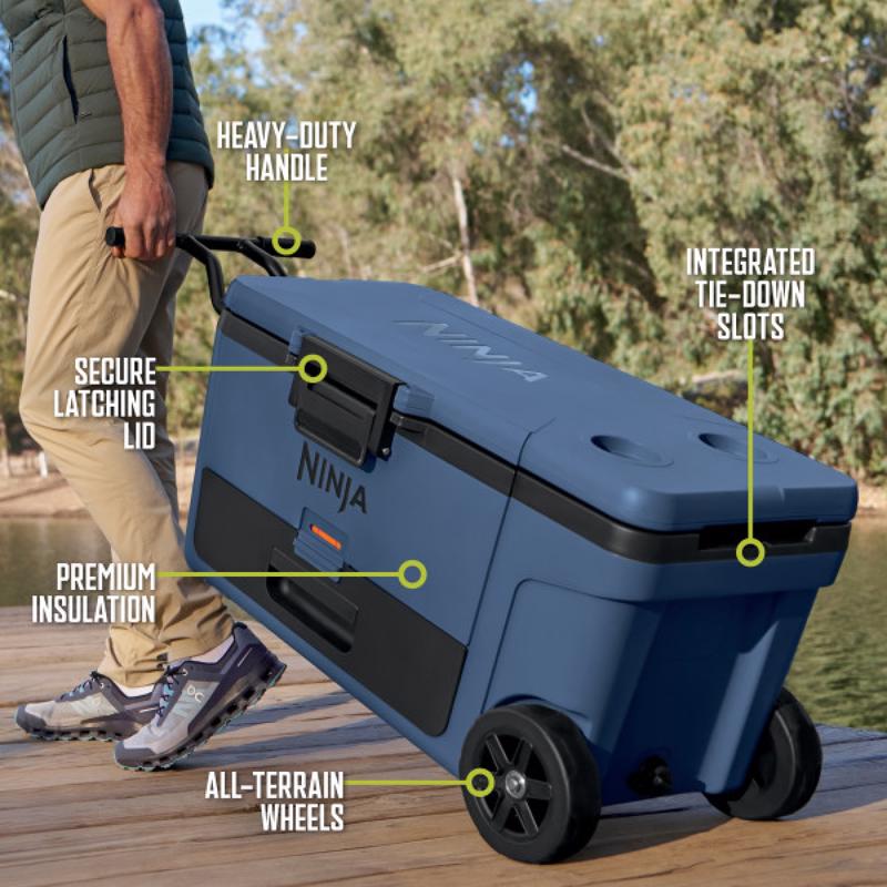 Ninja FrostVault Blue 65 qt. cap. Roller Cooler