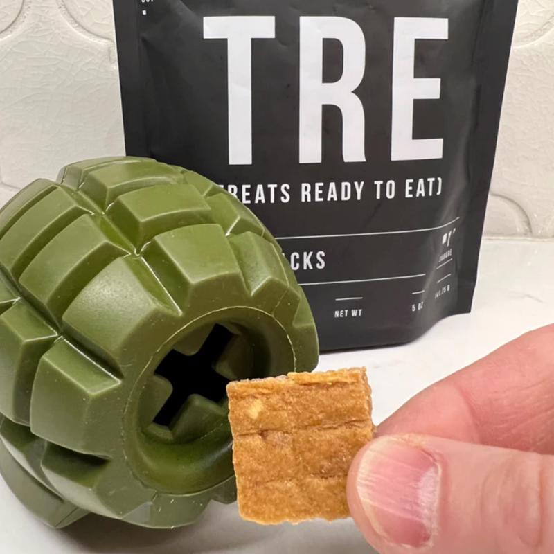Operation Good Boy Grenade Toy Green Rubber Dog Treat Toy/Dispenser