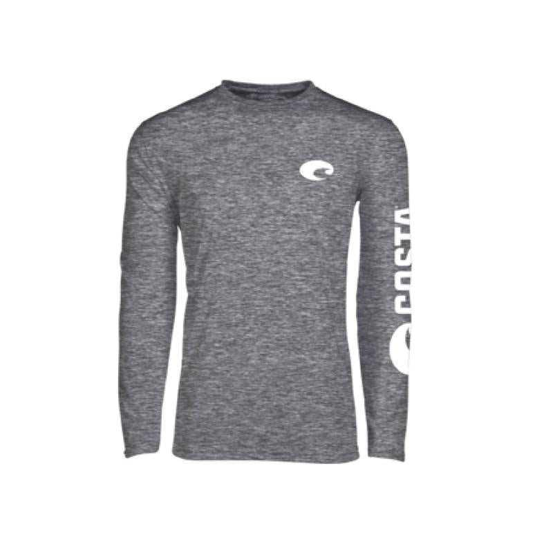 Costa XL Long Sleeve Men's Crew Neck Gray Cationic Tee Shirt