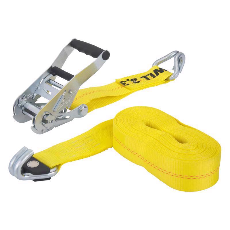 Keeper 2 in. W X 27 ft. L Yellow Ratchet Tie Down Strap 3333 lb