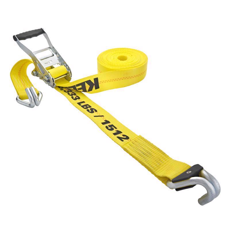 Keeper 2 in. W X 27 ft. L Yellow Ratchet Tie Down Strap 3333 lb