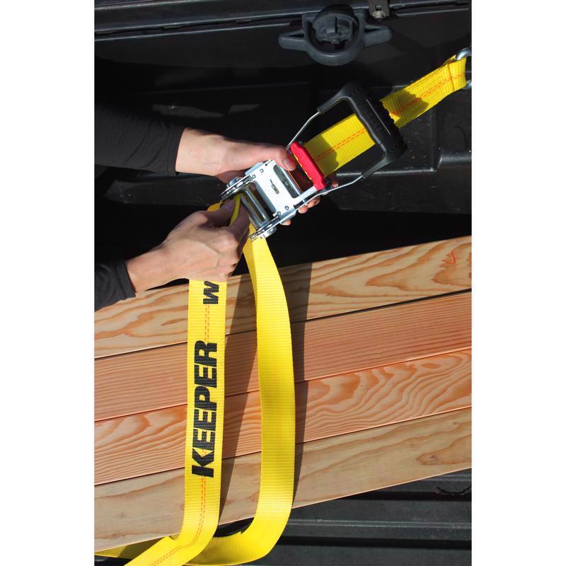 Keeper KwikFeed 2 in. W X 27 ft. L Yellow Ratchet Tie Down 3333 lb
