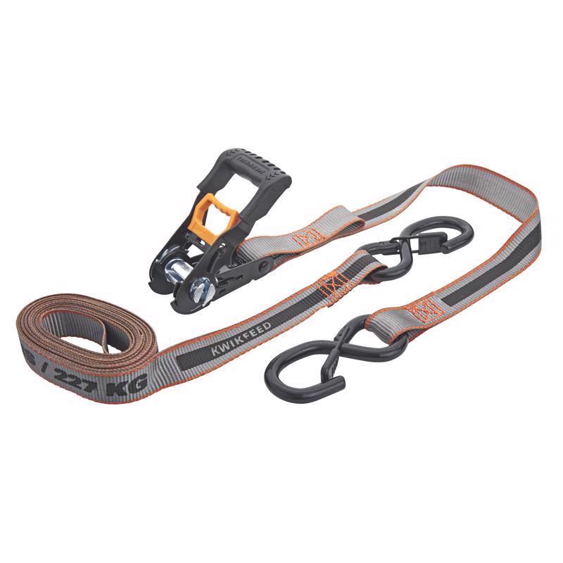 Keeper KwikFeed 1 in. W X 12 ft. L Gray Ratchet Tie Down 500 lb 2 pk
