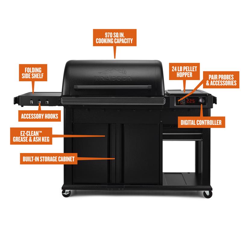 Traeger Woodridge Pro Plus Wood Pellet WiFi Grill and Smoker Black
