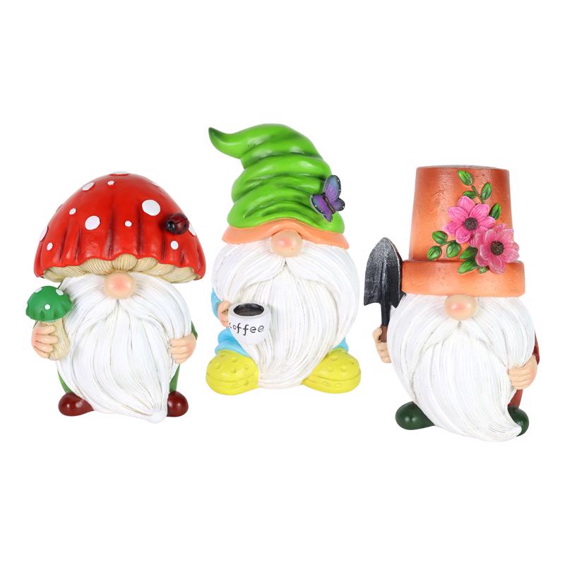 Exhart Assorted Resin 8 in. H Gnome Solar Statue
