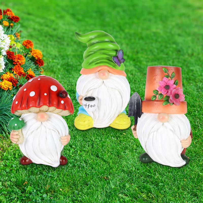 Exhart Assorted Resin 8 in. H Gnome Solar Statue