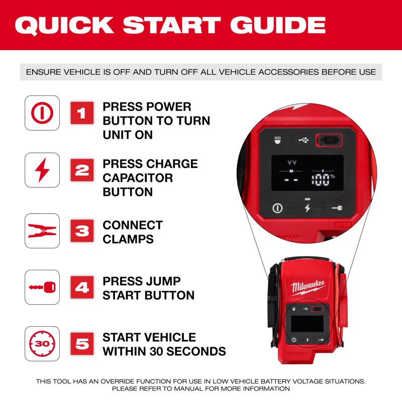 Milwaukee M18 HOTSHOT Automatic/Manual 18 V 2000 amps Battery Jump Starter
