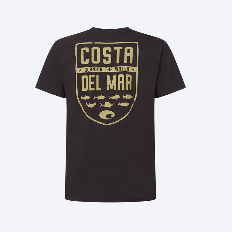 Costa XXL Short Sleeve Men's Crew Neck Washed Black Species Shield Tee Shirt