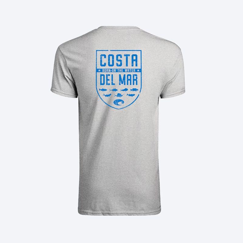 Costa XL Short Sleeve Men's Crew Neck Heather Gray Species Shield Tee Shirt