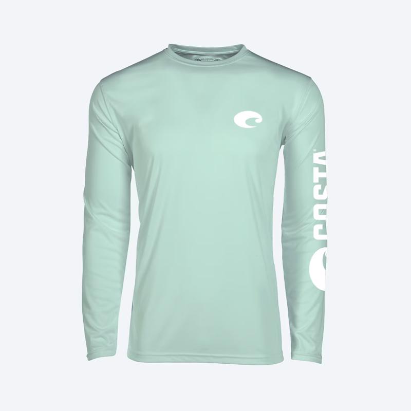 Costa XXL Long Sleeve Men's Crew Neck Mint Technical Crew Tee Shirt