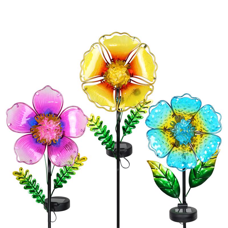 Exhart Multicolored Glass/Metal 33 in. H Pansy Flowers Yard Stake
