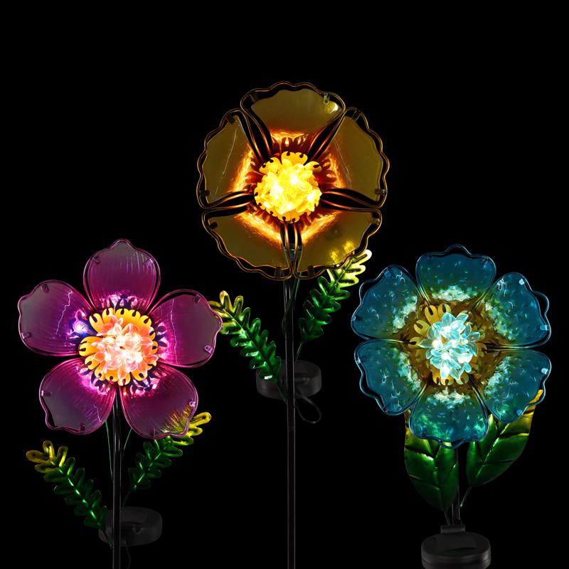Exhart Multicolored Glass/Metal 33 in. H Pansy Flowers Yard Stake