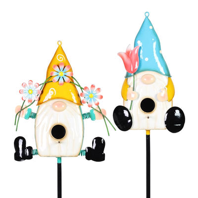 Exhart Assorted Metal 46 in. H Gnome Birdhouse Yard Stake