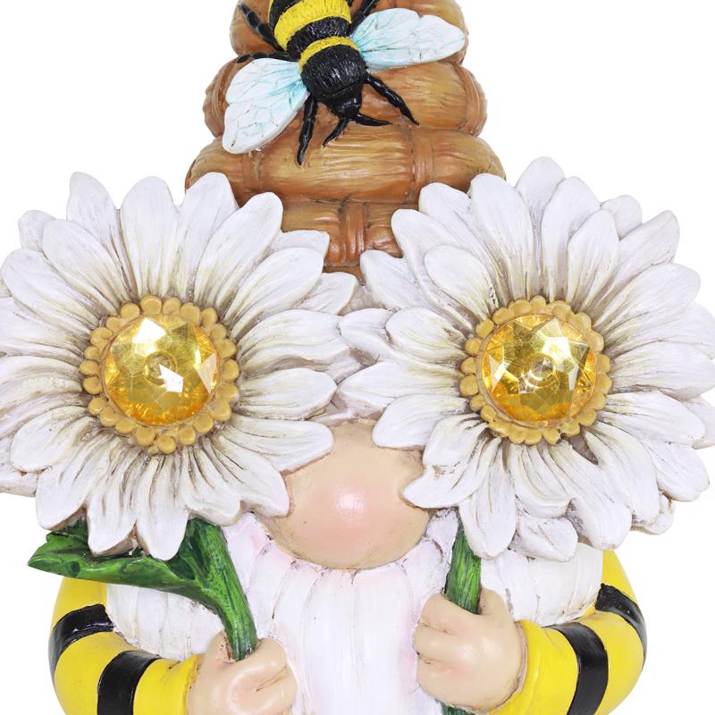 Exhart Assorted Resin 11 in. H Beekeeper Gnome Solar Statue