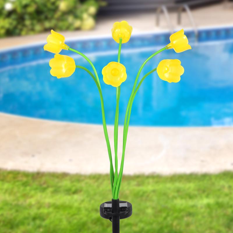 Exhart Yellow Metal/Plastic 27 in. H Flower Spray Solar Garden Stake