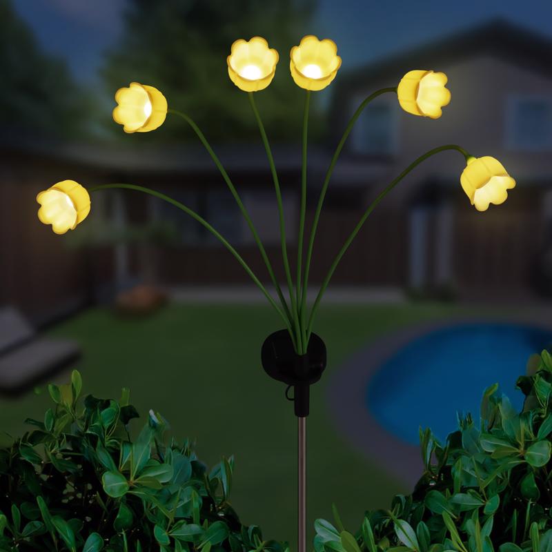 Exhart Yellow Metal/Plastic 27 in. H Flower Spray Solar Garden Stake