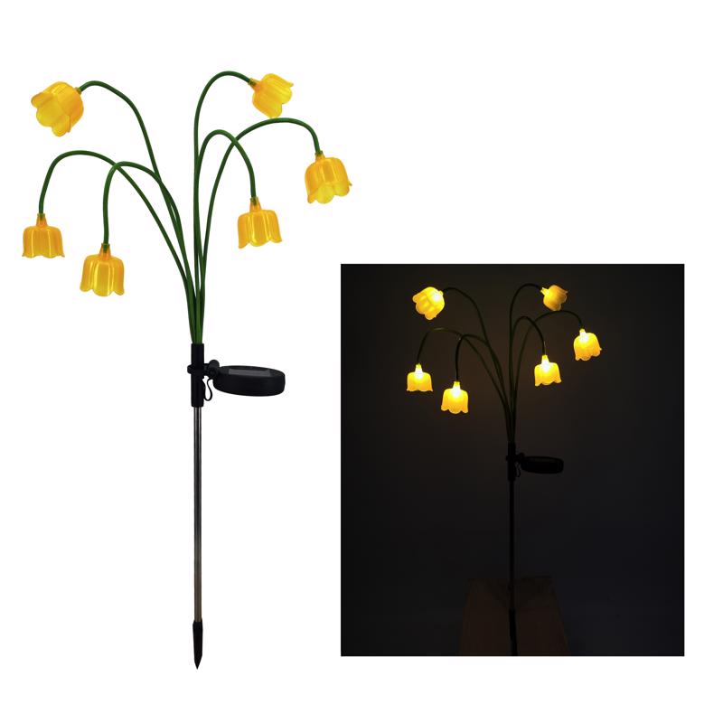 Exhart Yellow Metal/Plastic 27 in. H Flower Spray Solar Garden Stake