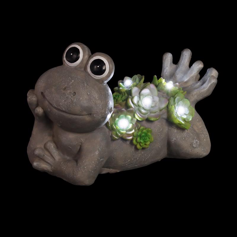 Exhart Assorted Resin 7.5 in. H Frog w/Succulents Statue