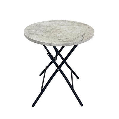 Living Accents Stone Finish Cream Round Metal Folding Side Table