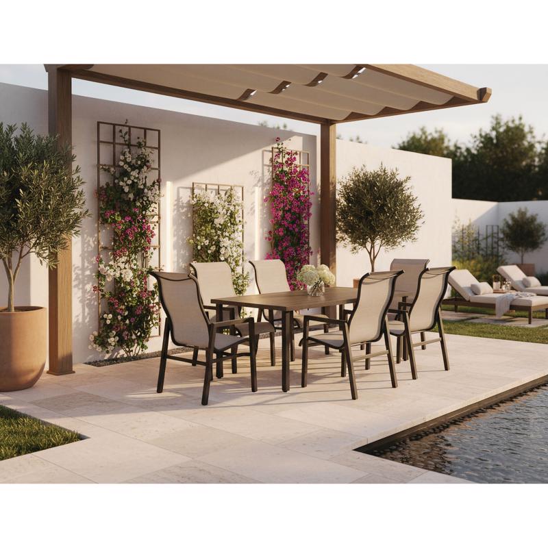Living Accents 7 pc Brown Steel Sling Dining Set