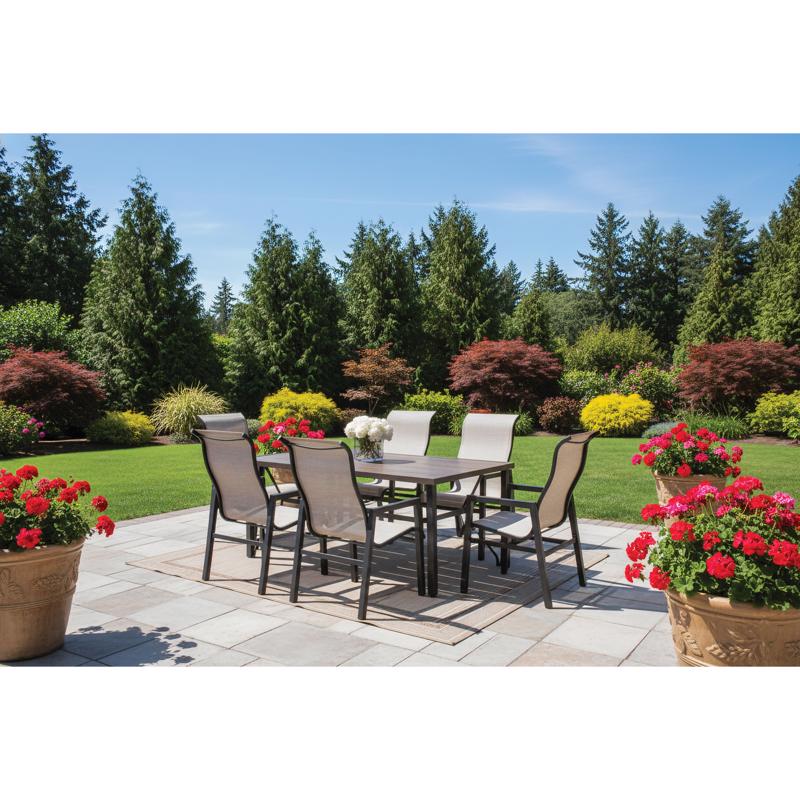 Living Accents 7 pc Brown Steel Sling Dining Set