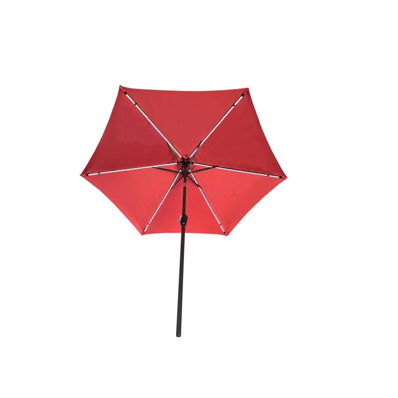 Living Accents Solar LED 9 ft. Tiltable Red Market Umbrella