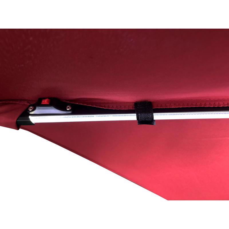 Living Accents Solar LED 9 ft. Tiltable Red Market Umbrella