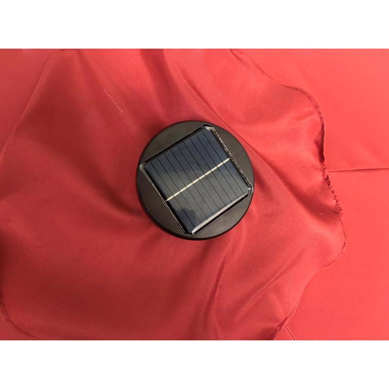 Living Accents Solar LED 9 ft. Tiltable Red Market Umbrella