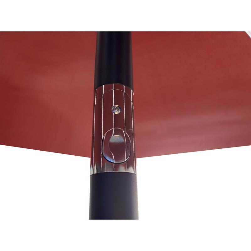 Living Accents Solar LED 9 ft. Tiltable Red Market Umbrella