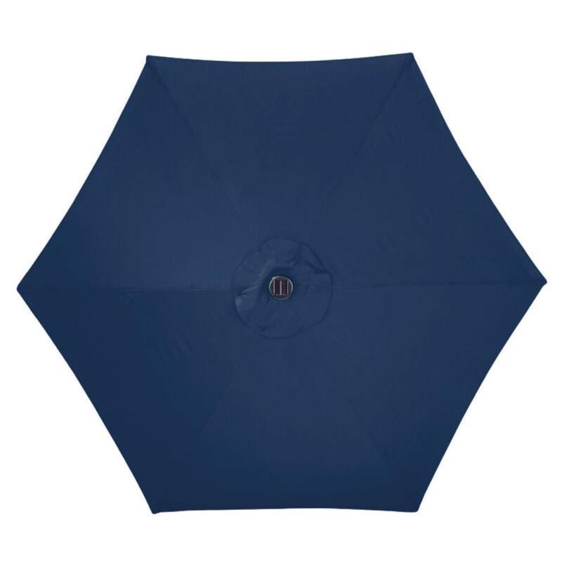 Living Accents Solar LED 9 ft. Tiltable Royal Blue Market Umbrella
