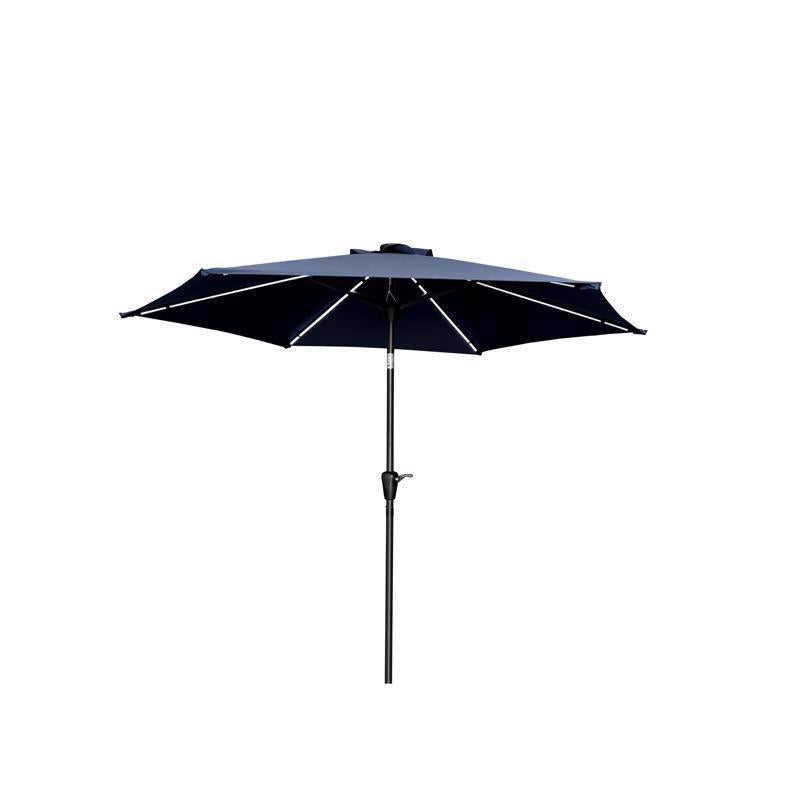 Living Accents Solar LED 9 ft. Tiltable Royal Blue Market Umbrella
