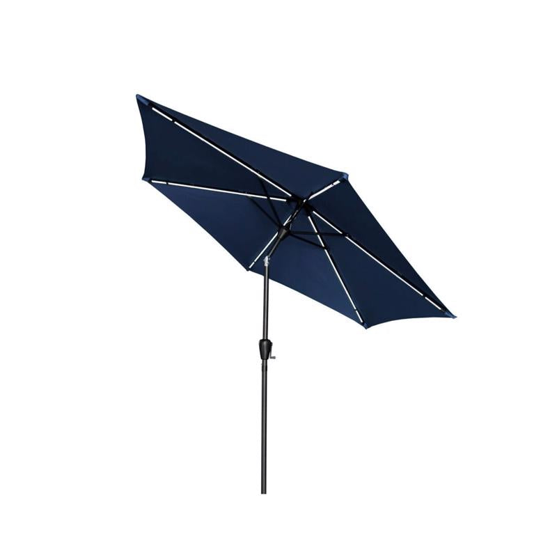 Living Accents Solar LED 9 ft. Tiltable Royal Blue Market Umbrella