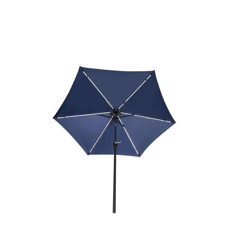 Living Accents Solar LED 9 ft. Tiltable Royal Blue Market Umbrella
