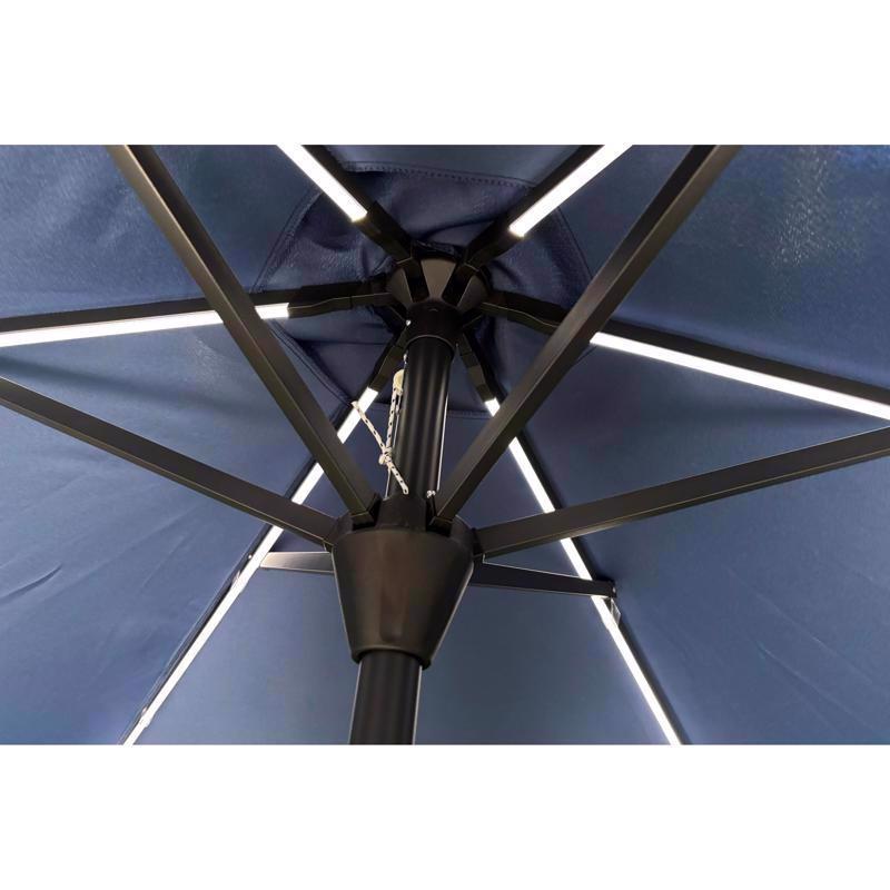 Living Accents Solar LED 9 ft. Tiltable Royal Blue Market Umbrella