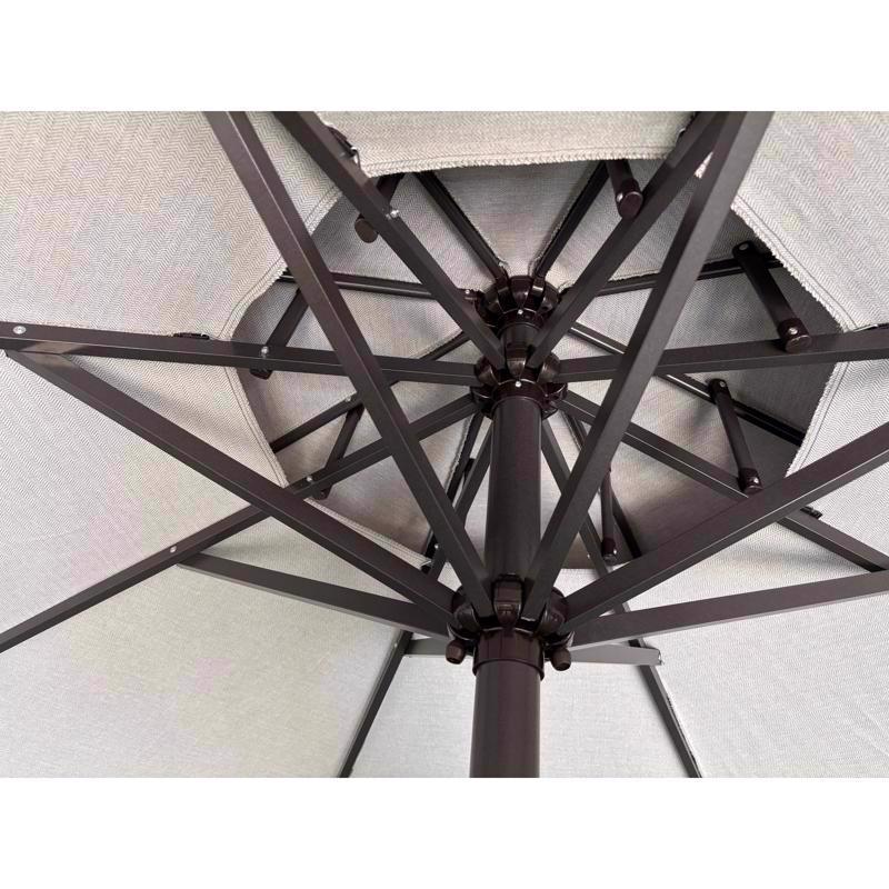 Living Accents Scalloped 9 ft. Tiltable Tan Patio Umbrella